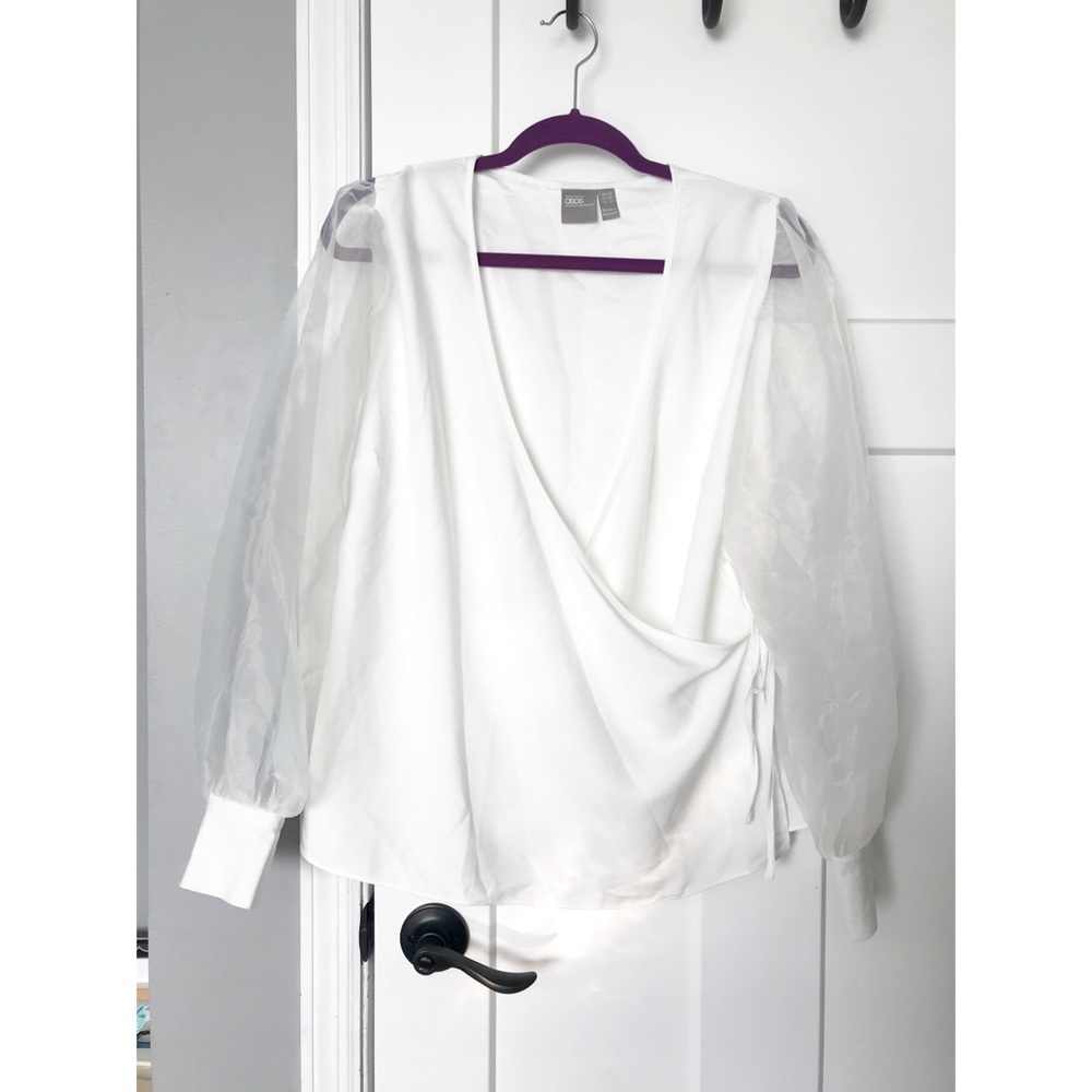 ASOS Wrapped Top with Gauze Balloon Sleeve